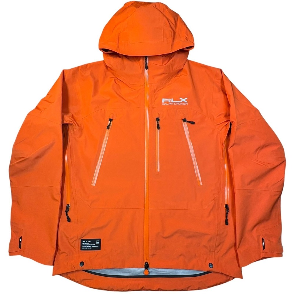 Ralph Lauren RLX Hooded Performance Rain Jacket Mens M Orange RL-67 NWT $698